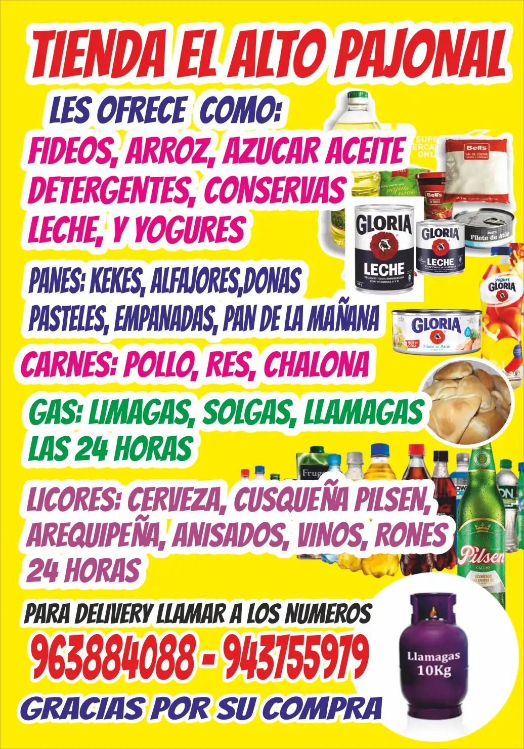 Tienda “El Alto Pajonal” – Lista de productos
