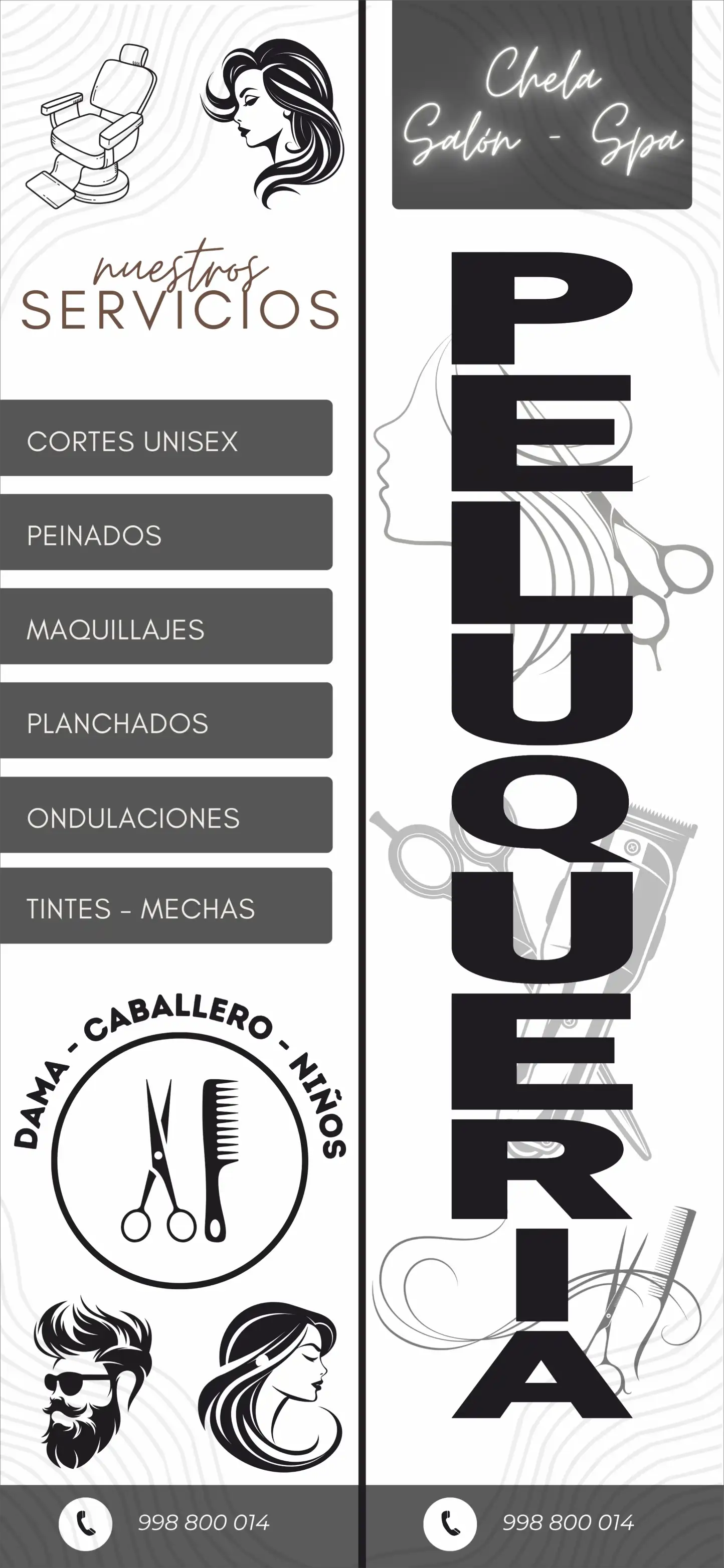 Peluquería – carta de servicios monocromo