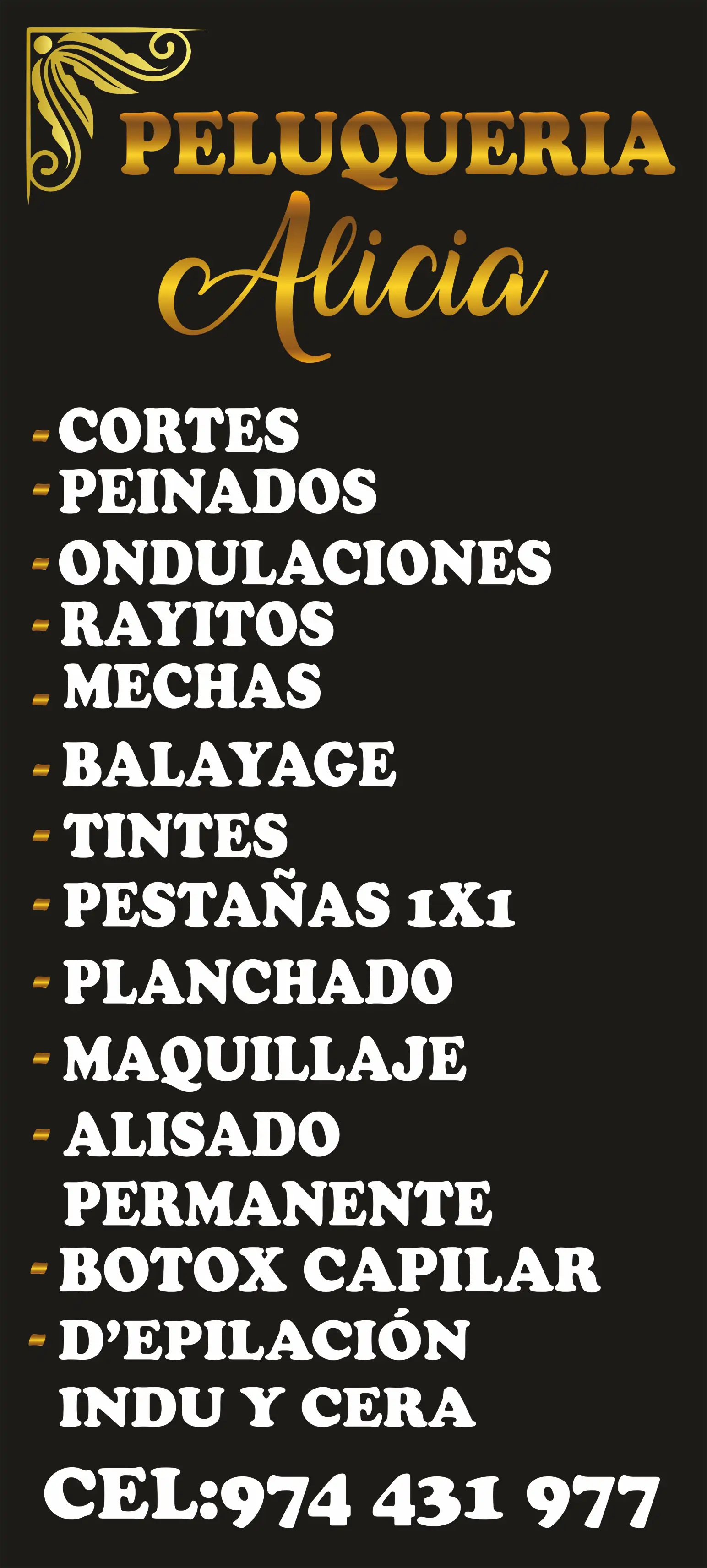 Peluquería Alicia – lista de servicios