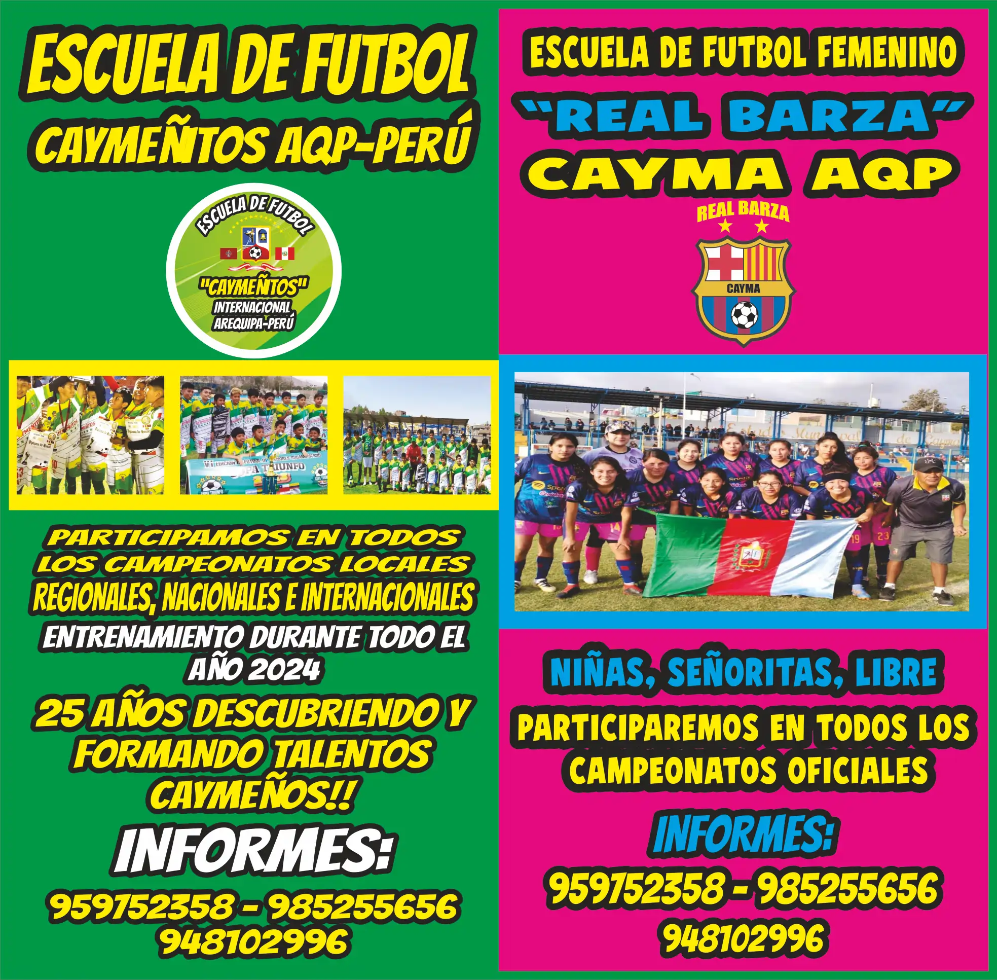 Escuela de fútbol Real Barza Cayma – collage (banner)