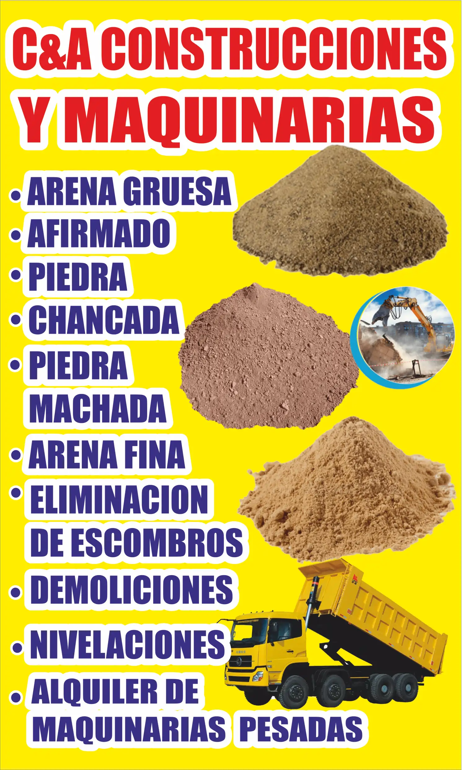 Construcciones y Maquinarias – Materiales y servicios