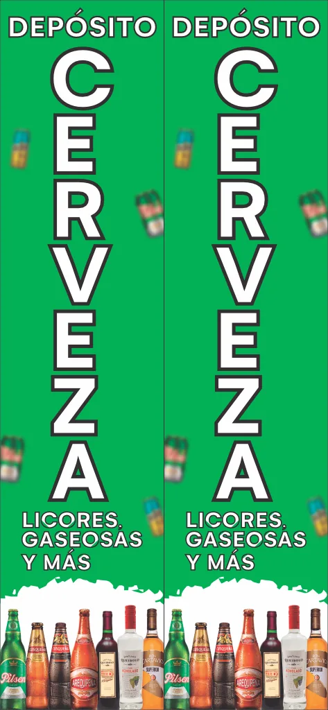 Depósito – cartel vertical de cerveza y bebidas