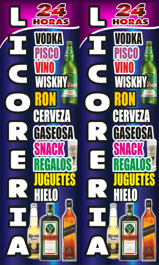 Licorería – 24 horas (cartel vertical)