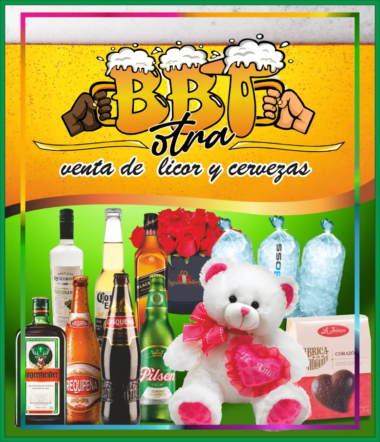 Licorería – panel con peluche y productos